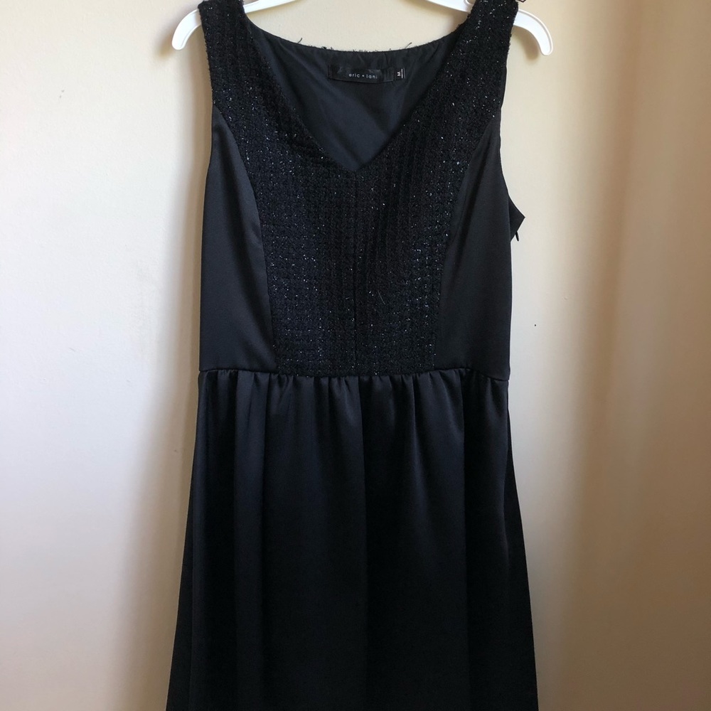 Eric & Lani Black Sparkle Satin Dress
